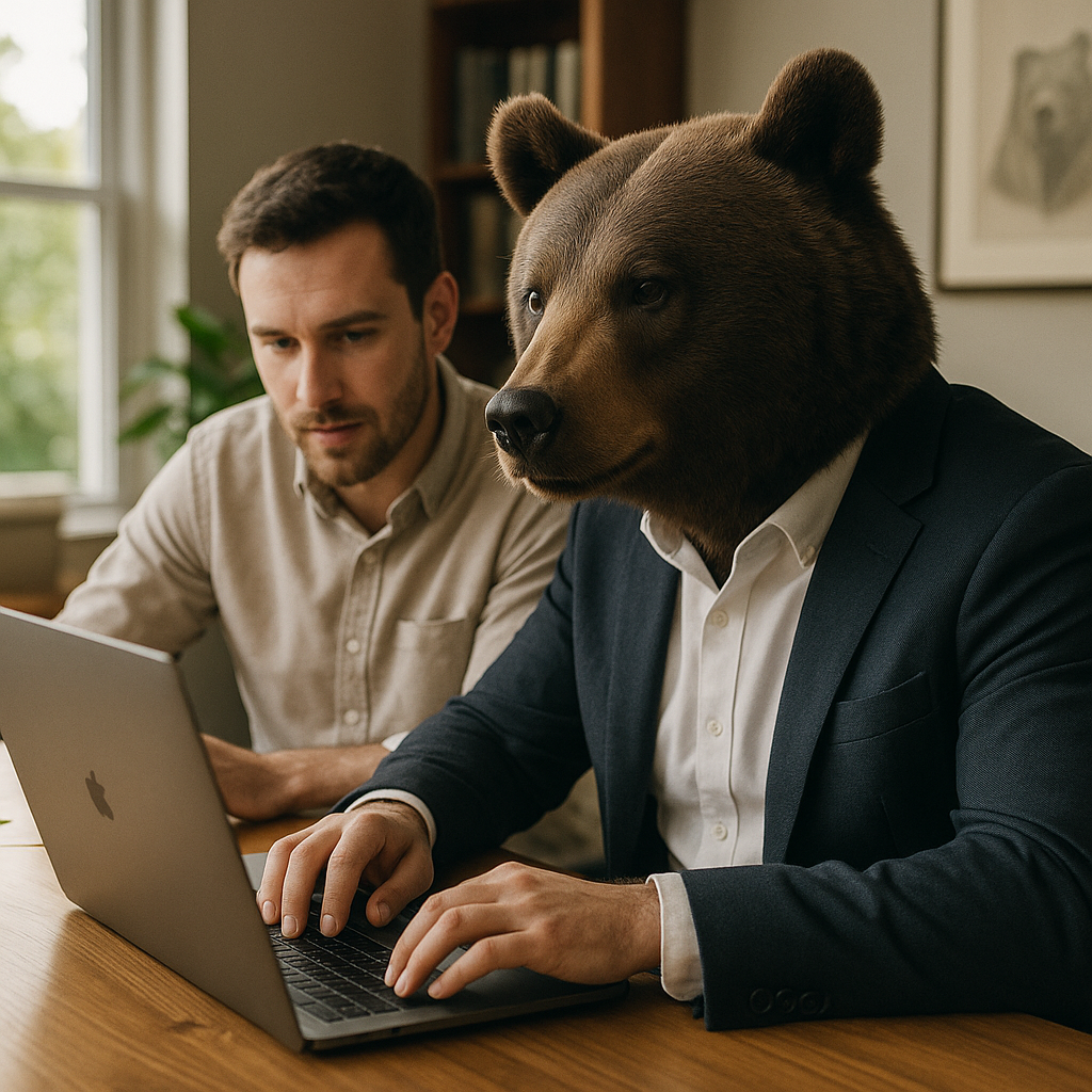 Kumako et son client concentrés sur un ordinateur
