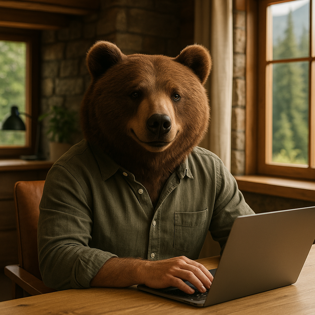 Kumako, développeur au style unique, travaillant avec sérieux dans un bureau moderne.